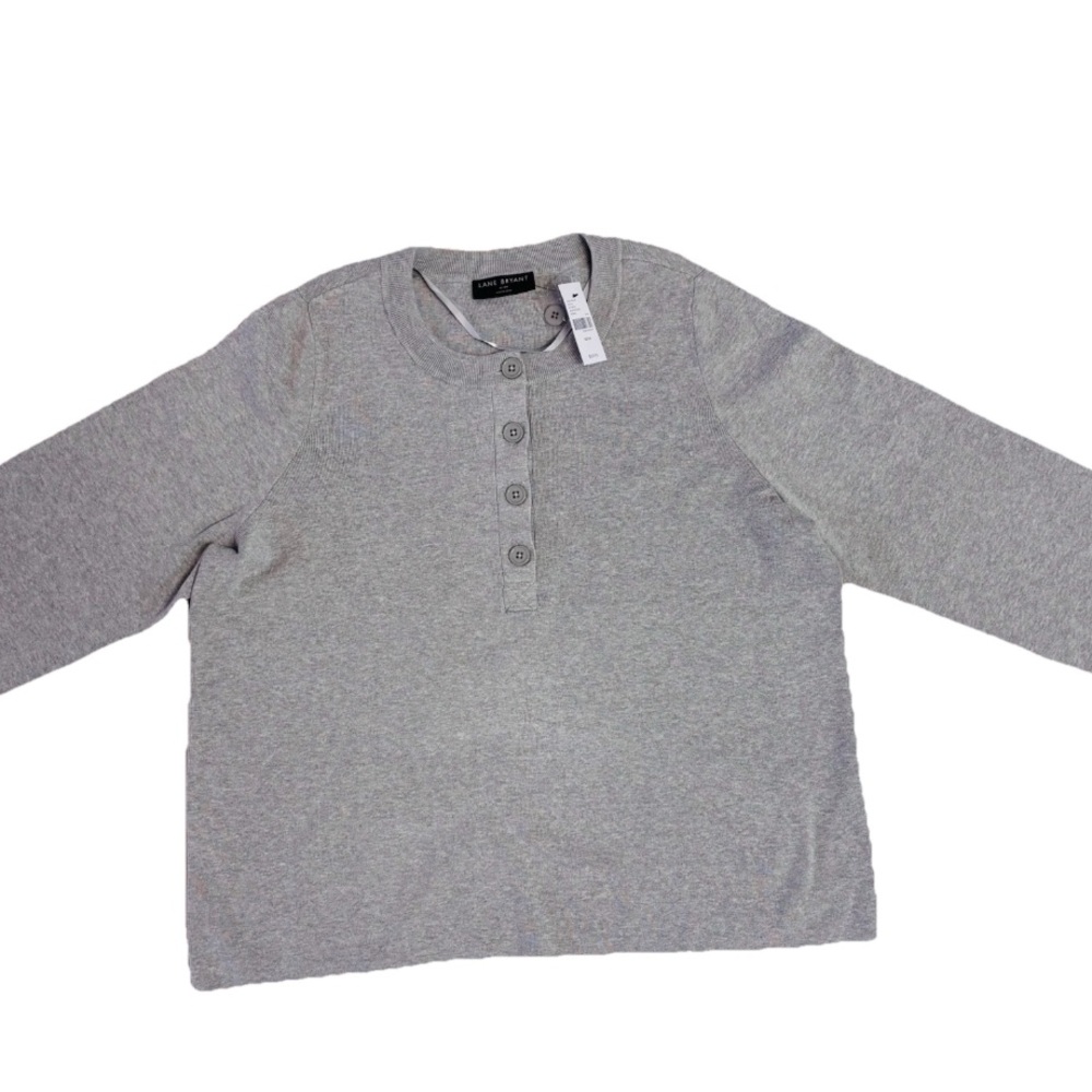 Lane Bryant NWT Gray Henley Soft Sweater NWT Size 22/24